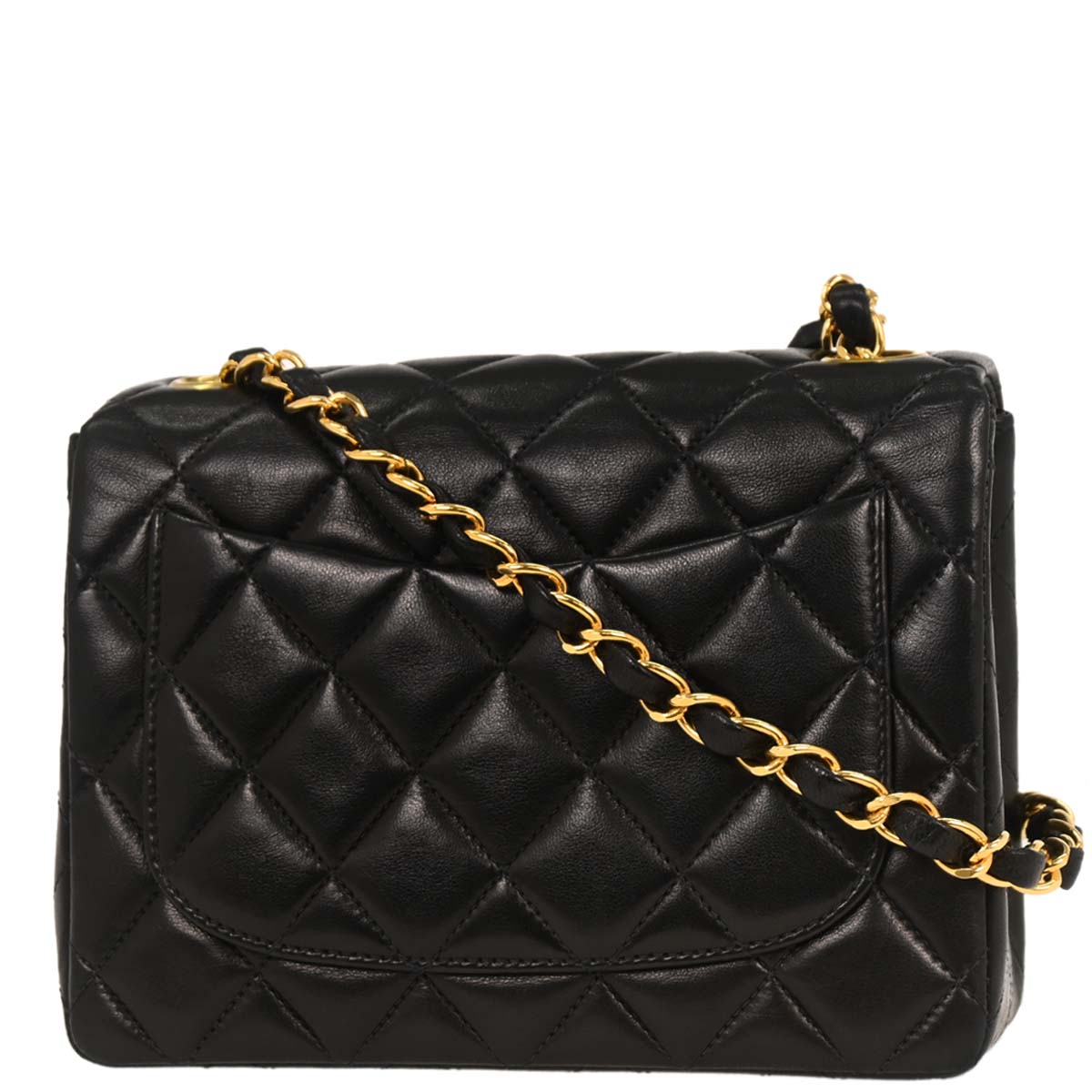 Chanel Black Lambskin Mini Classic Square Flap Shoulder Bag