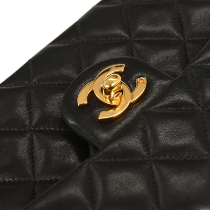 Chanel Black Lambskin Mini Classic Square Flap Shoulder Bag