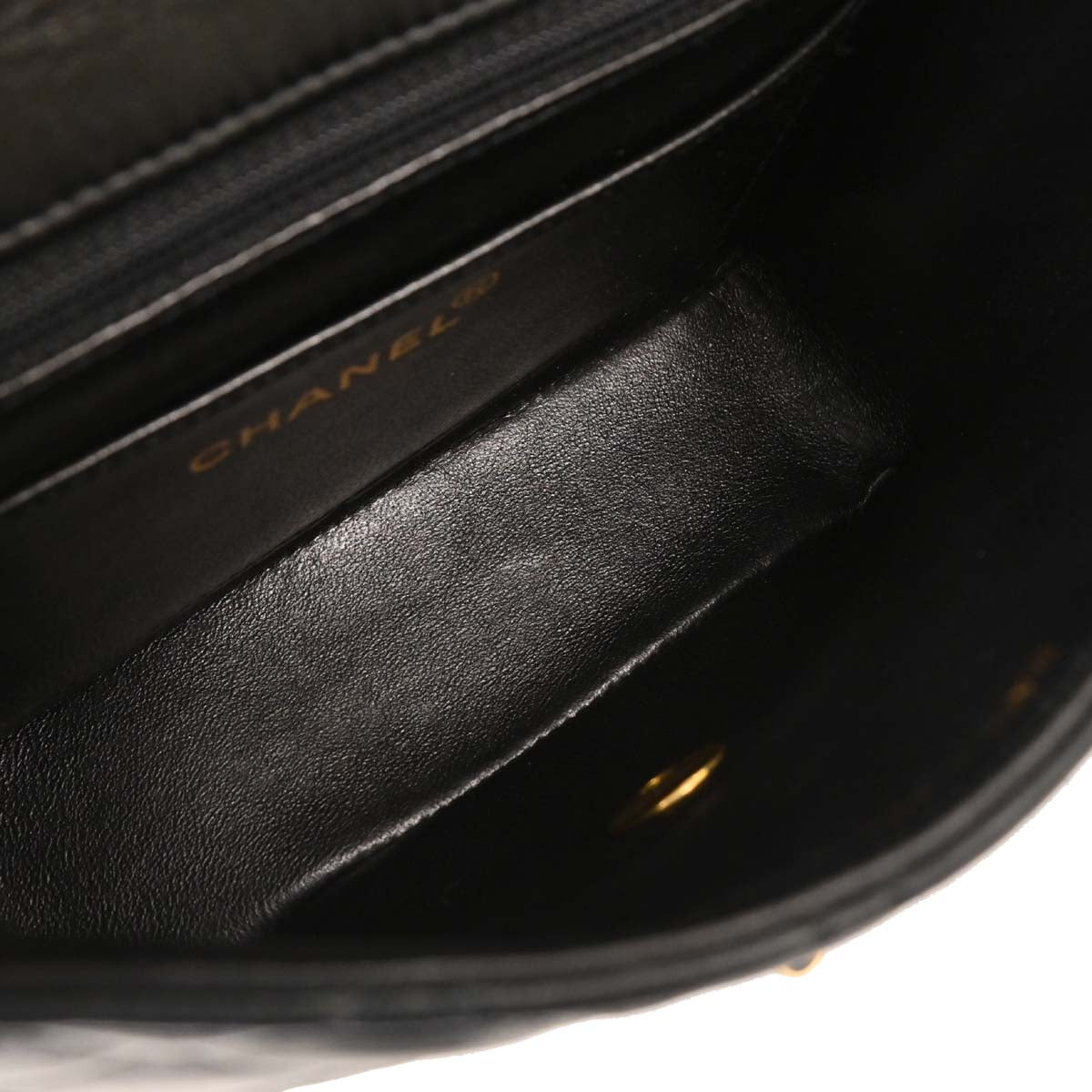 Chanel Black Lambskin Mini Classic Square Flap Shoulder Bag