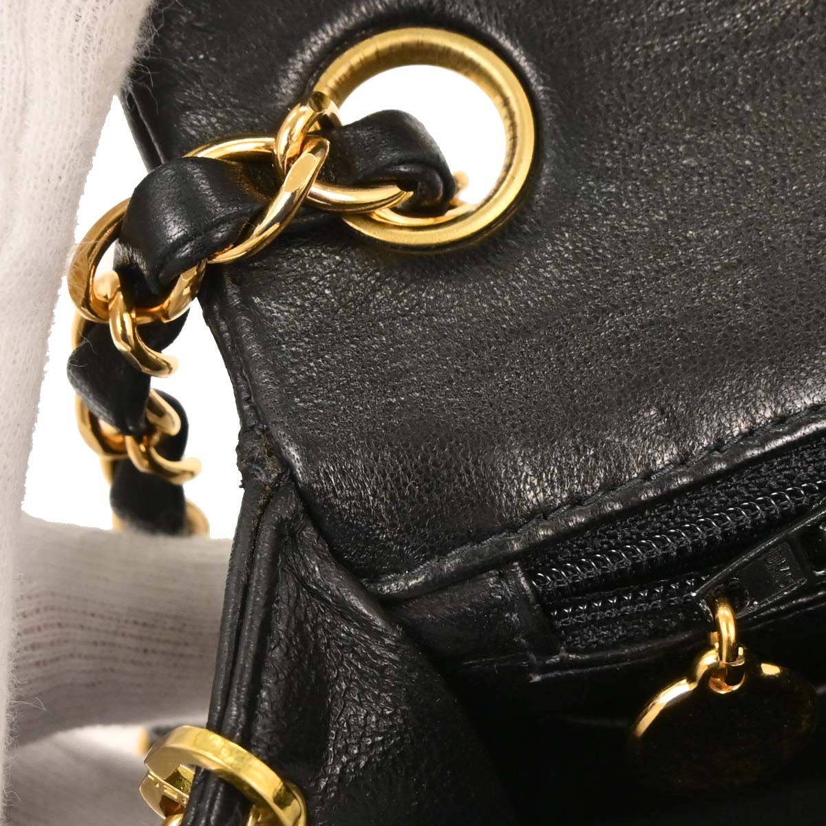 Chanel Black Lambskin Mini Classic Square Flap Shoulder Bag