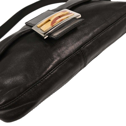 Fendi Black Leather Baguette Handbag