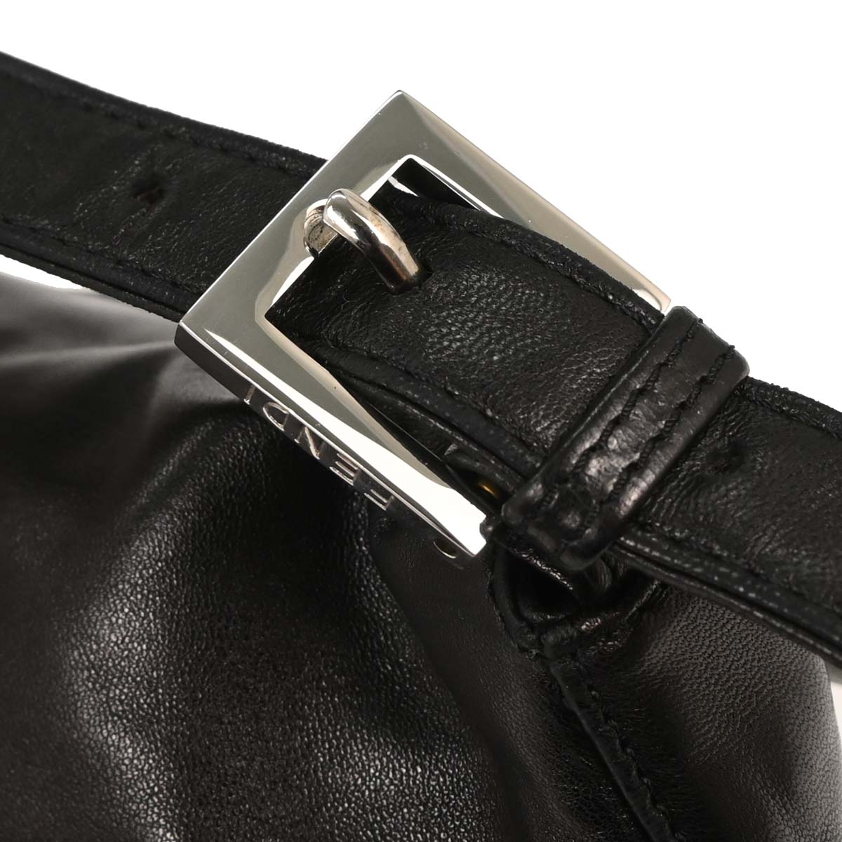 Fendi Black Leather Baguette Handbag