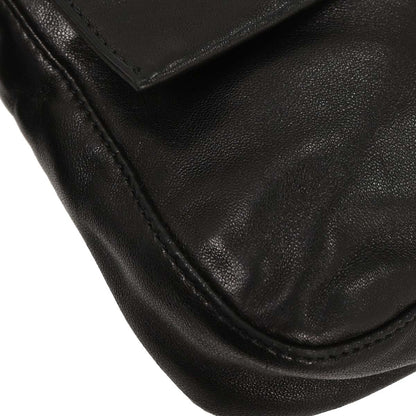 Fendi Black Leather Baguette Handbag