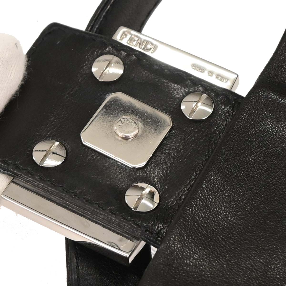 Fendi Black Leather Baguette Handbag