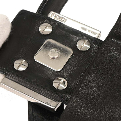 Fendi Black Leather Baguette Handbag