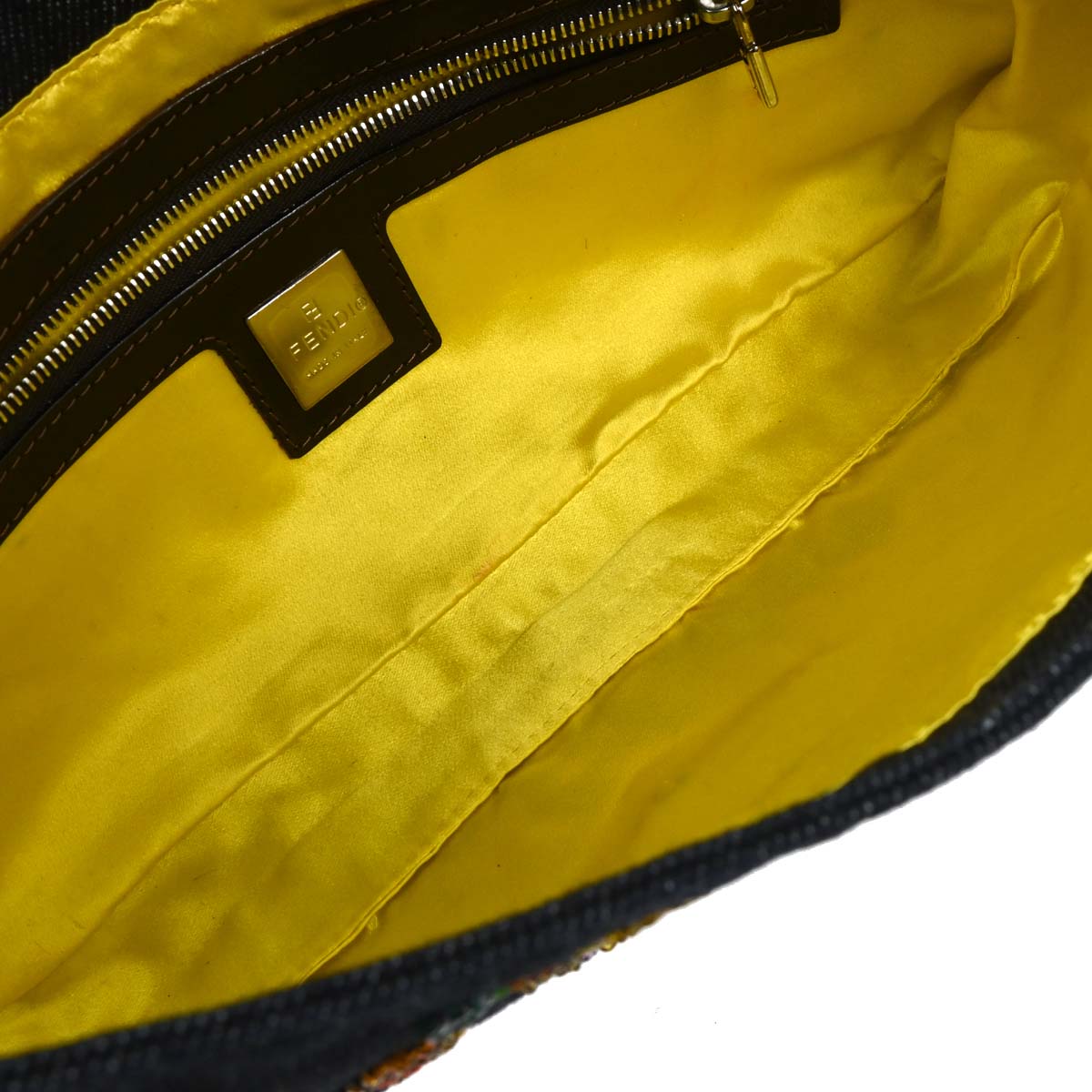 Fendi Navy Denim Beaded Baguette Handbag