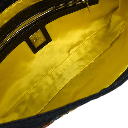 Fendi Navy Denim Beaded Baguette Handbag