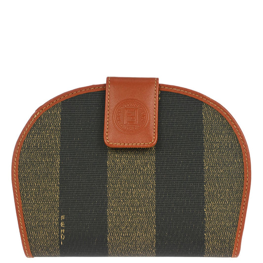 Fendi Black Brown Pequin Wallet Purse