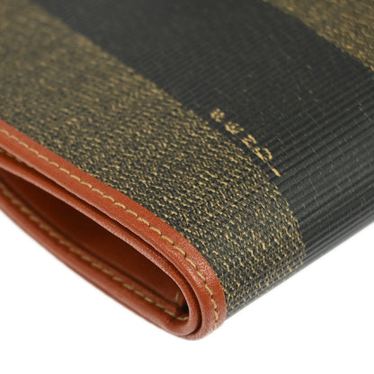 Fendi Black Brown Pequin Wallet Purse