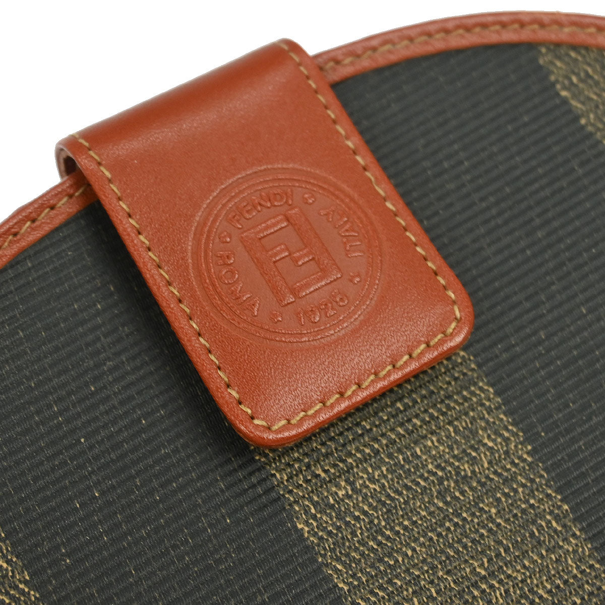 Fendi Black Brown Pequin Wallet Purse