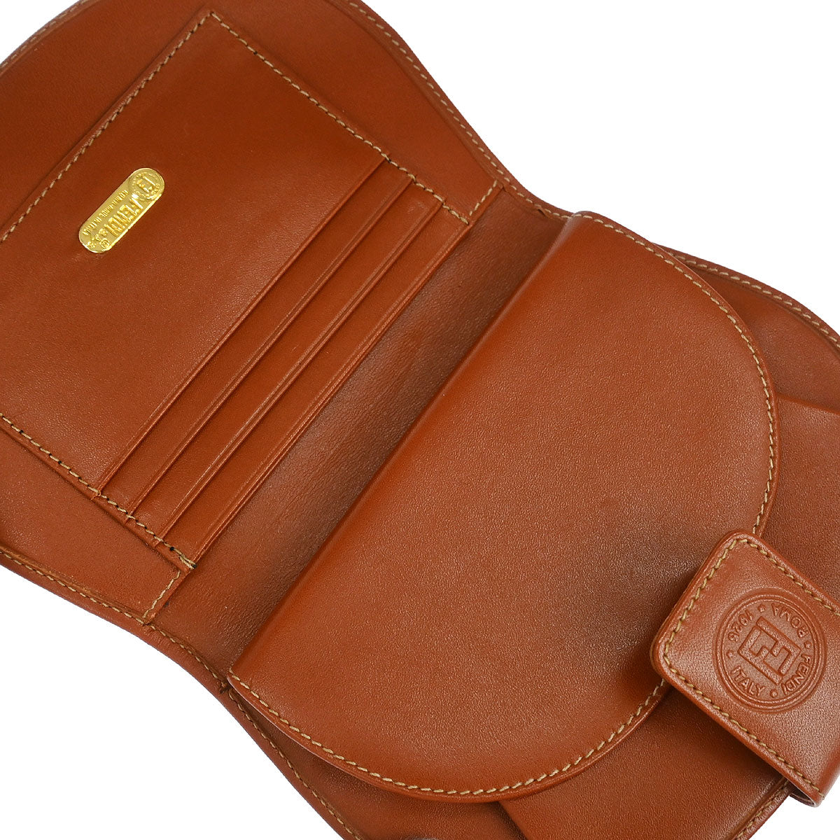 Fendi Black Brown Pequin Wallet Purse