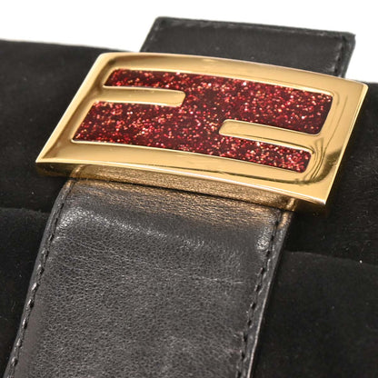 Fendi Black Suede Baguette Handbag