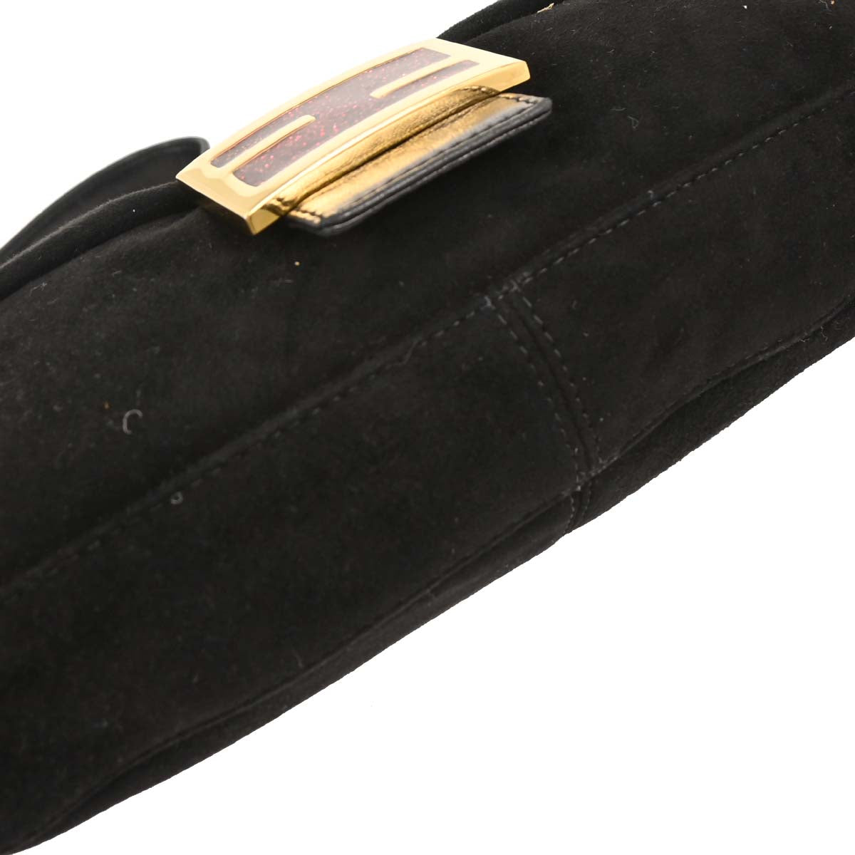 Fendi Black Suede Baguette Handbag