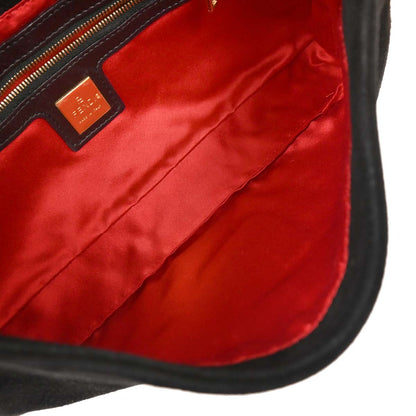 Fendi Black Suede Baguette Handbag