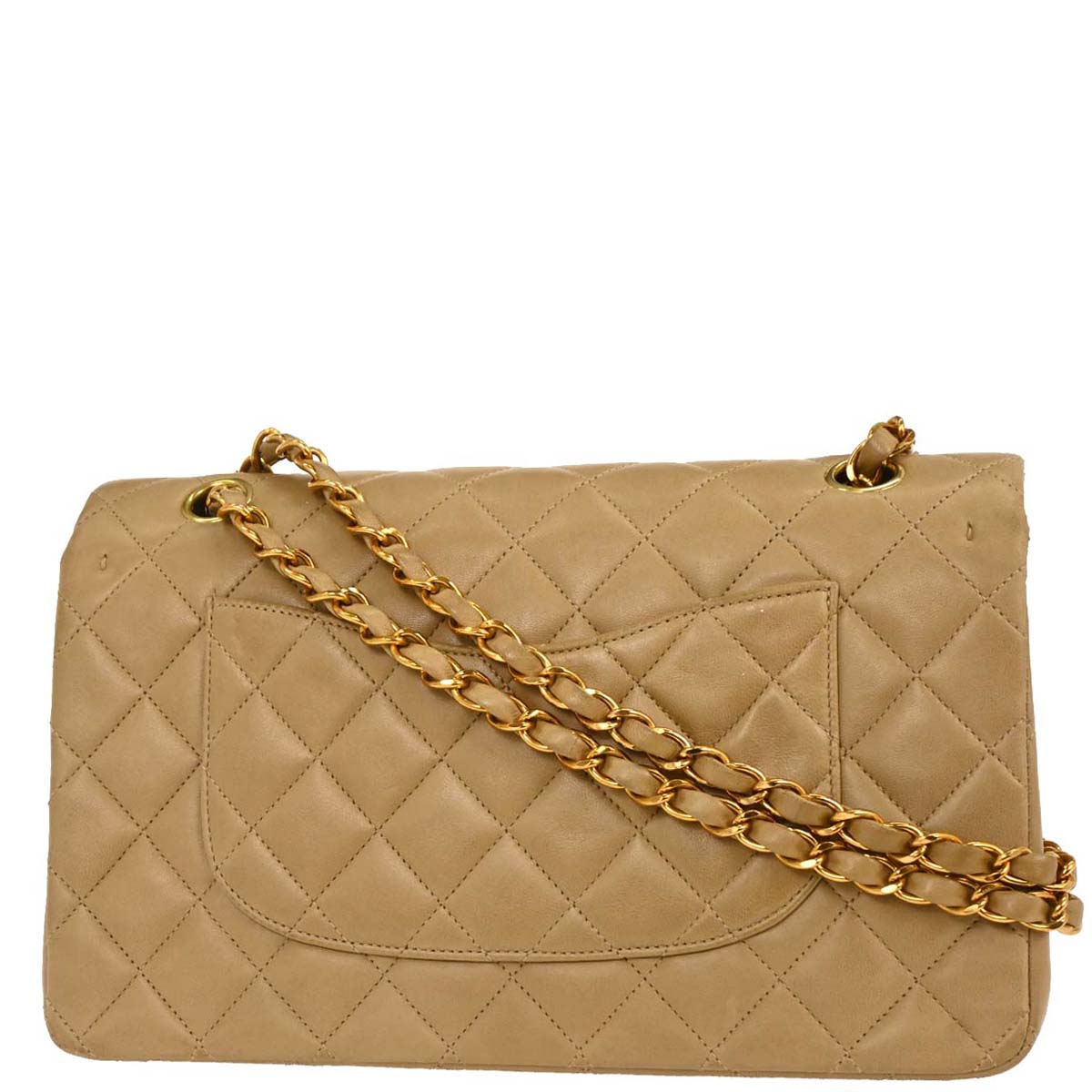Chanel 1996-1997 Beige Lambskin Medium Classic Double Flap Shoulder Bag