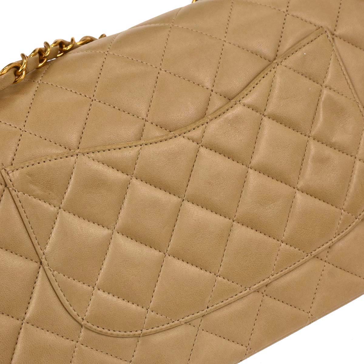 Chanel 1996-1997 Beige Lambskin Medium Classic Double Flap Shoulder Bag