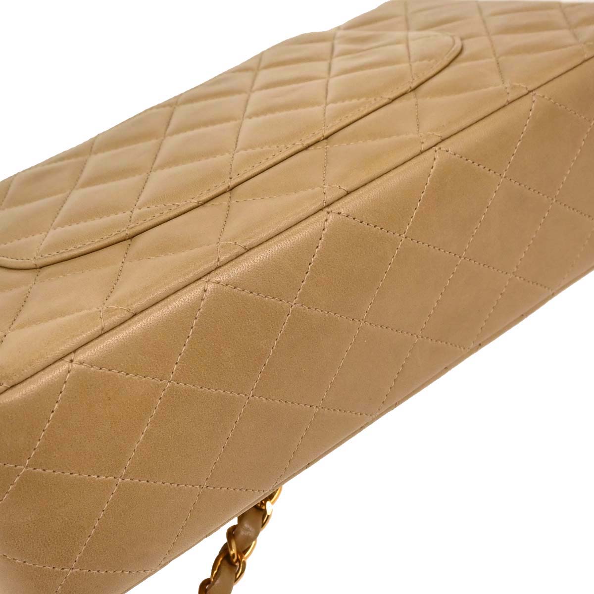 Chanel 1996-1997 Beige Lambskin Medium Classic Double Flap Shoulder Bag