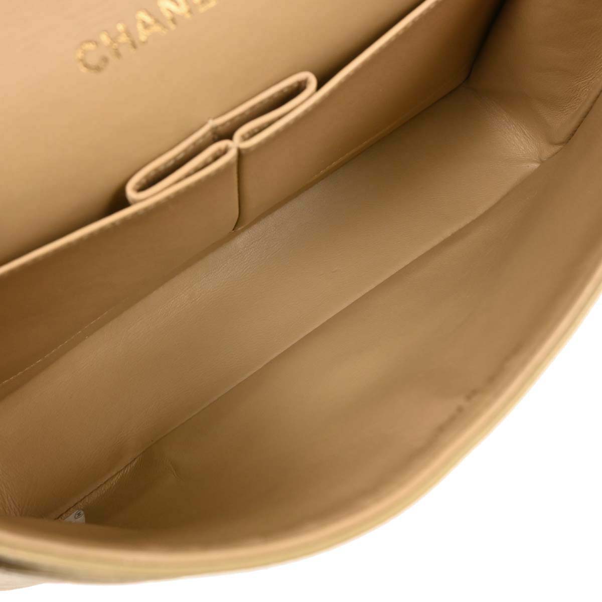 Chanel 1996-1997 Beige Lambskin Medium Classic Double Flap Shoulder Bag