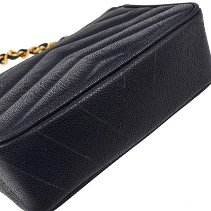 Chanel Navy Caviar Single Flap Shoulder Bag