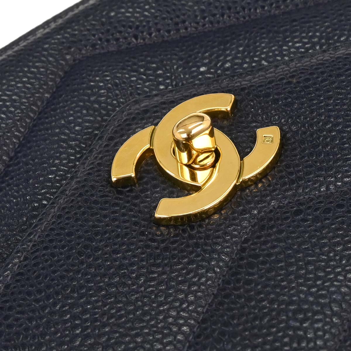 Chanel Navy Caviar Single Flap Shoulder Bag