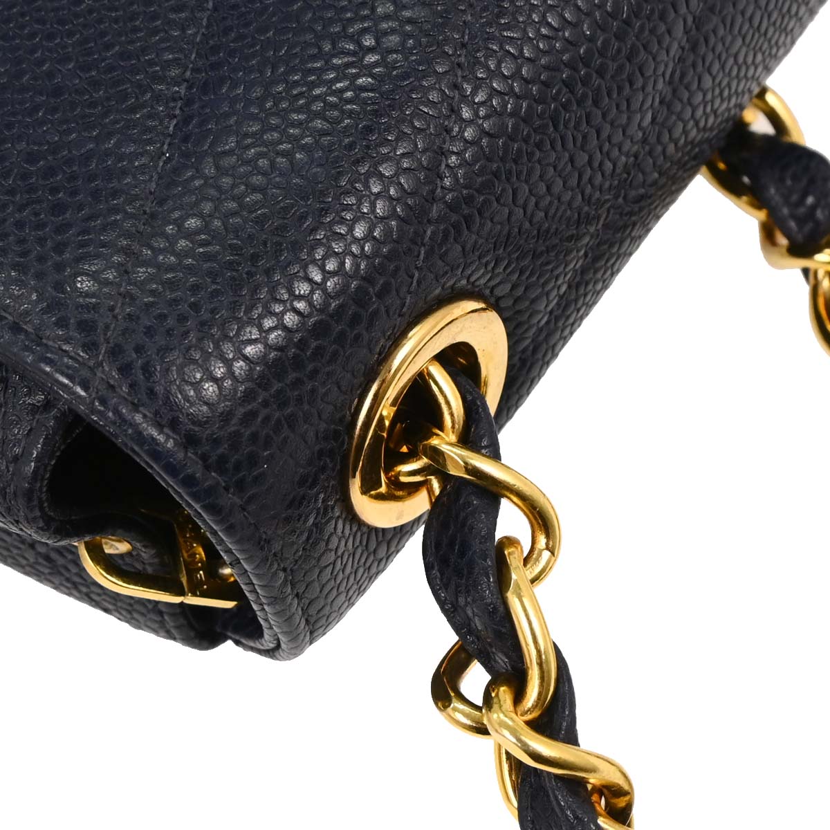 Chanel Navy Caviar Single Flap Shoulder Bag
