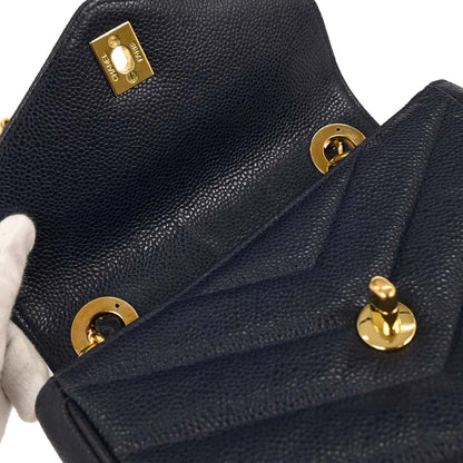 Chanel Navy Caviar Single Flap Shoulder Bag