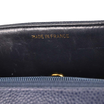 Chanel Navy Caviar Single Flap Shoulder Bag