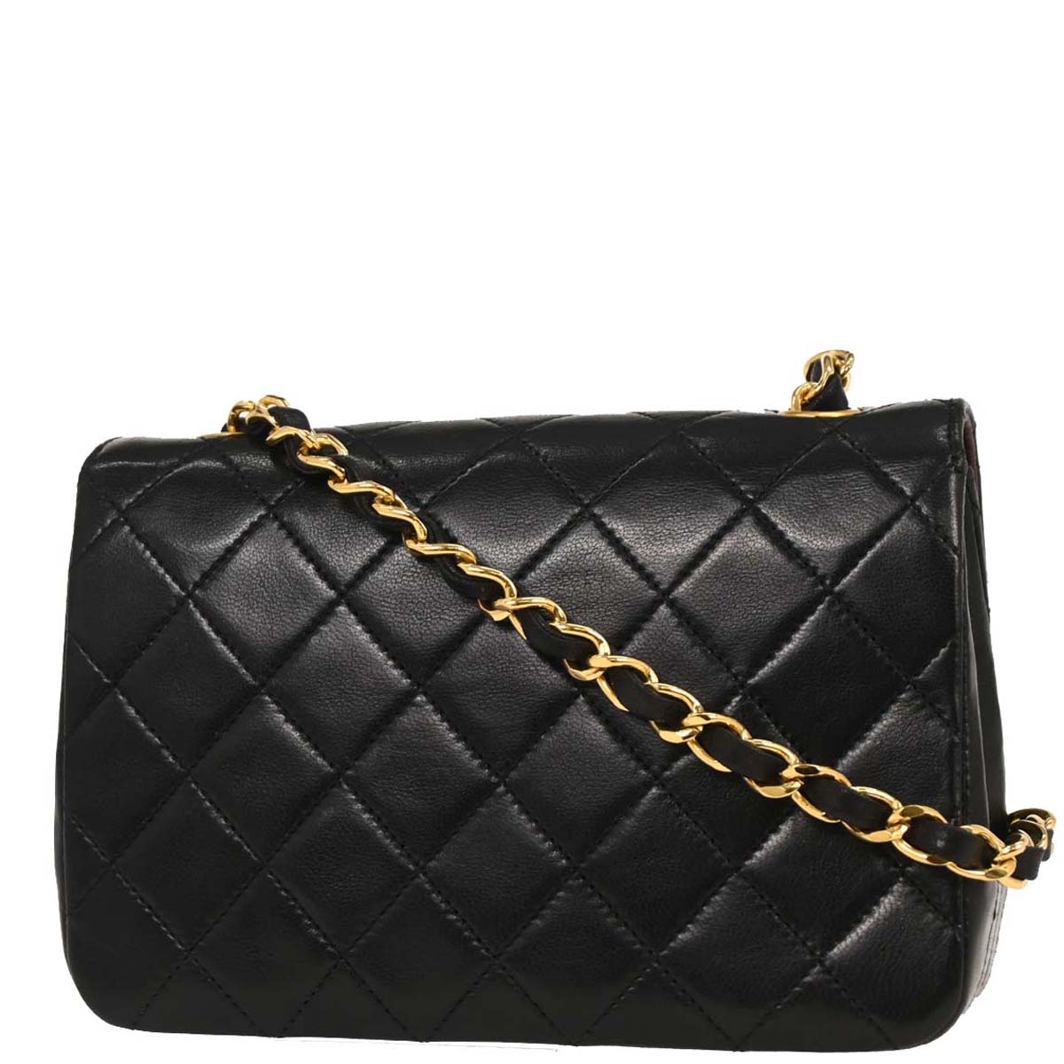 Chanel 1989-1991 Black Lambskin Single Flap Shoulder Bag