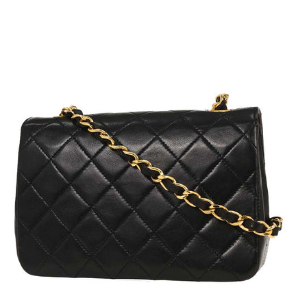 Chanel 1989-1991 Black Lambskin Single Flap Shoulder Bag