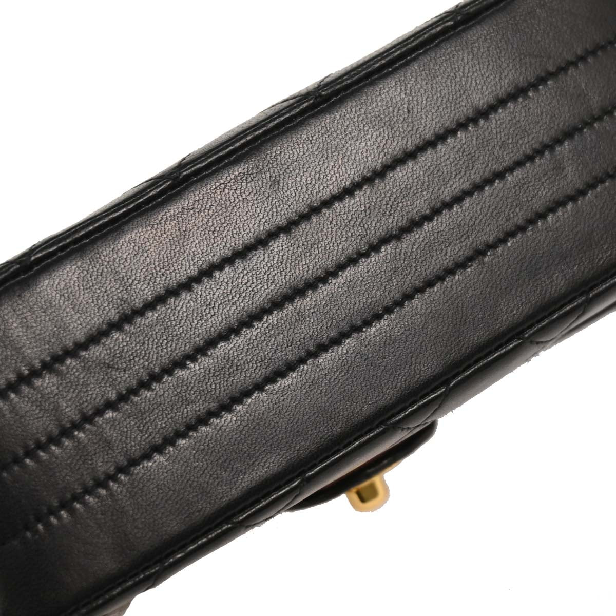 Chanel 1989-1991 Black Lambskin Single Flap Shoulder Bag