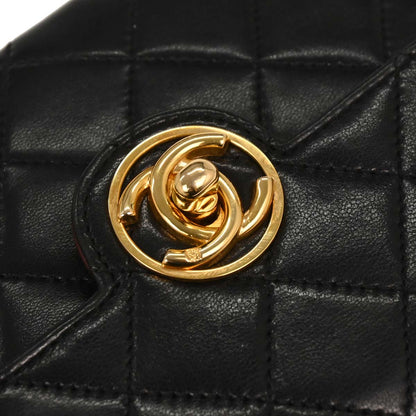 Chanel 1989-1991 Black Lambskin Single Flap Shoulder Bag