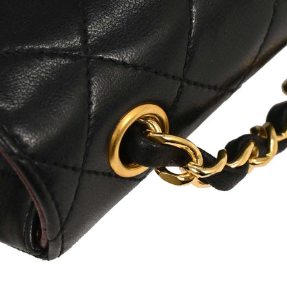 Chanel 1989-1991 Black Lambskin Single Flap Shoulder Bag