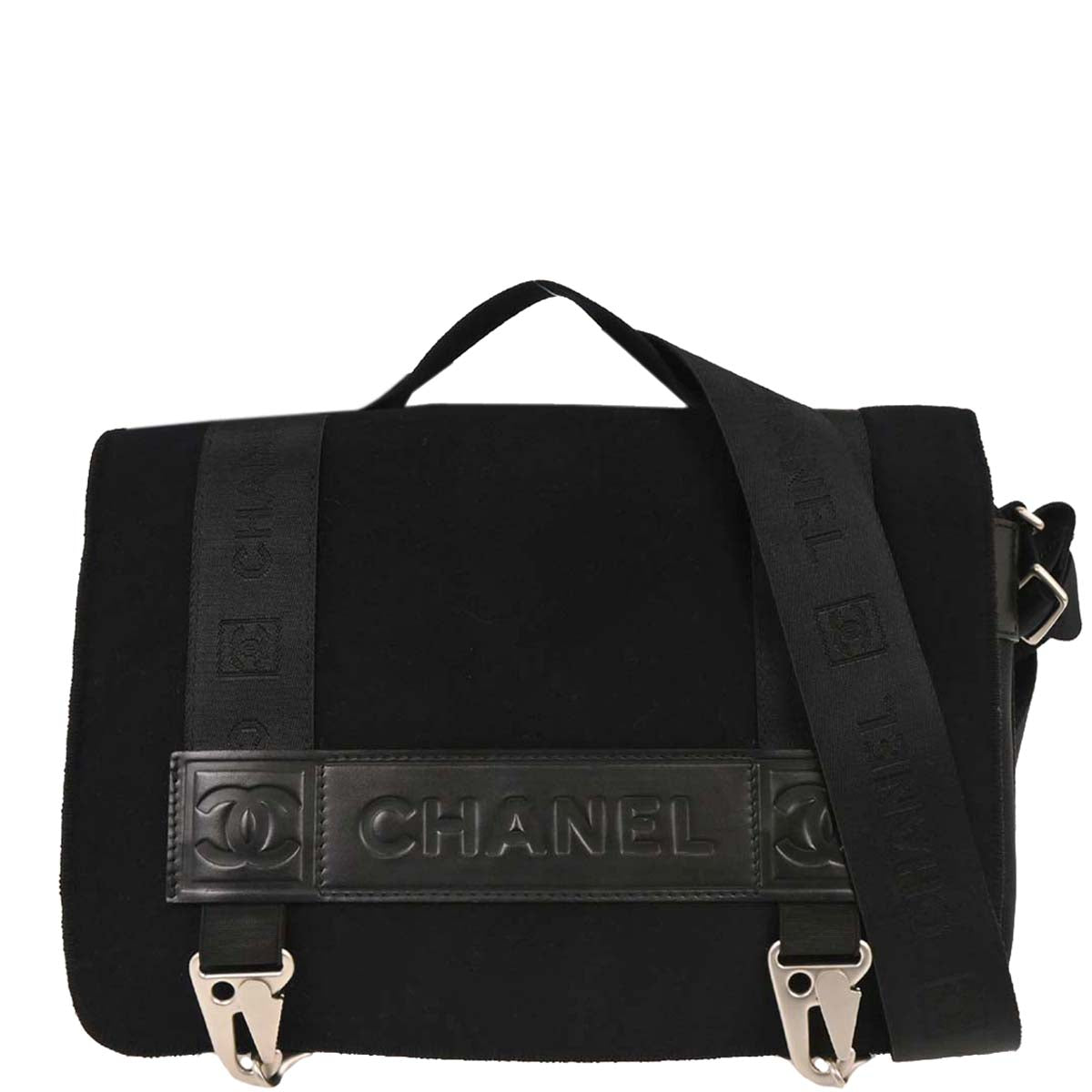 Chanel 2005-2006 Black Felt Sport Line 2way Shoulder Handbag