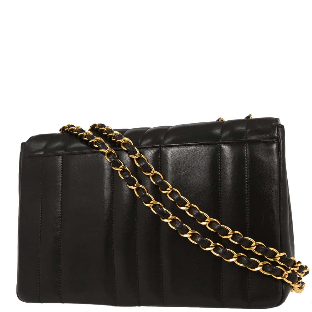 Chanel Black Lambskin Mademoiselle Straight Flap Shoulder Bag