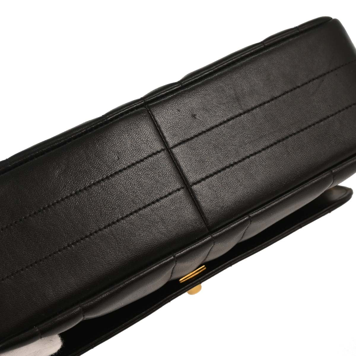 Chanel Black Lambskin Mademoiselle Straight Flap Shoulder Bag