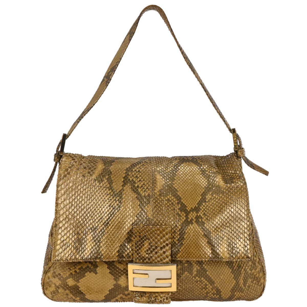 Fendi * Gold Python Mamma Baguette Handbag