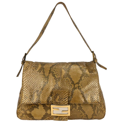 Fendi * Gold Python Mamma Baguette Handbag