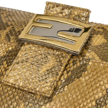 Fendi * Gold Python Mamma Baguette Handbag