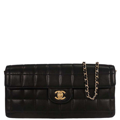 Chanel 2005-2006 Black Lambskin East West Choco Bar Shoulder Bag