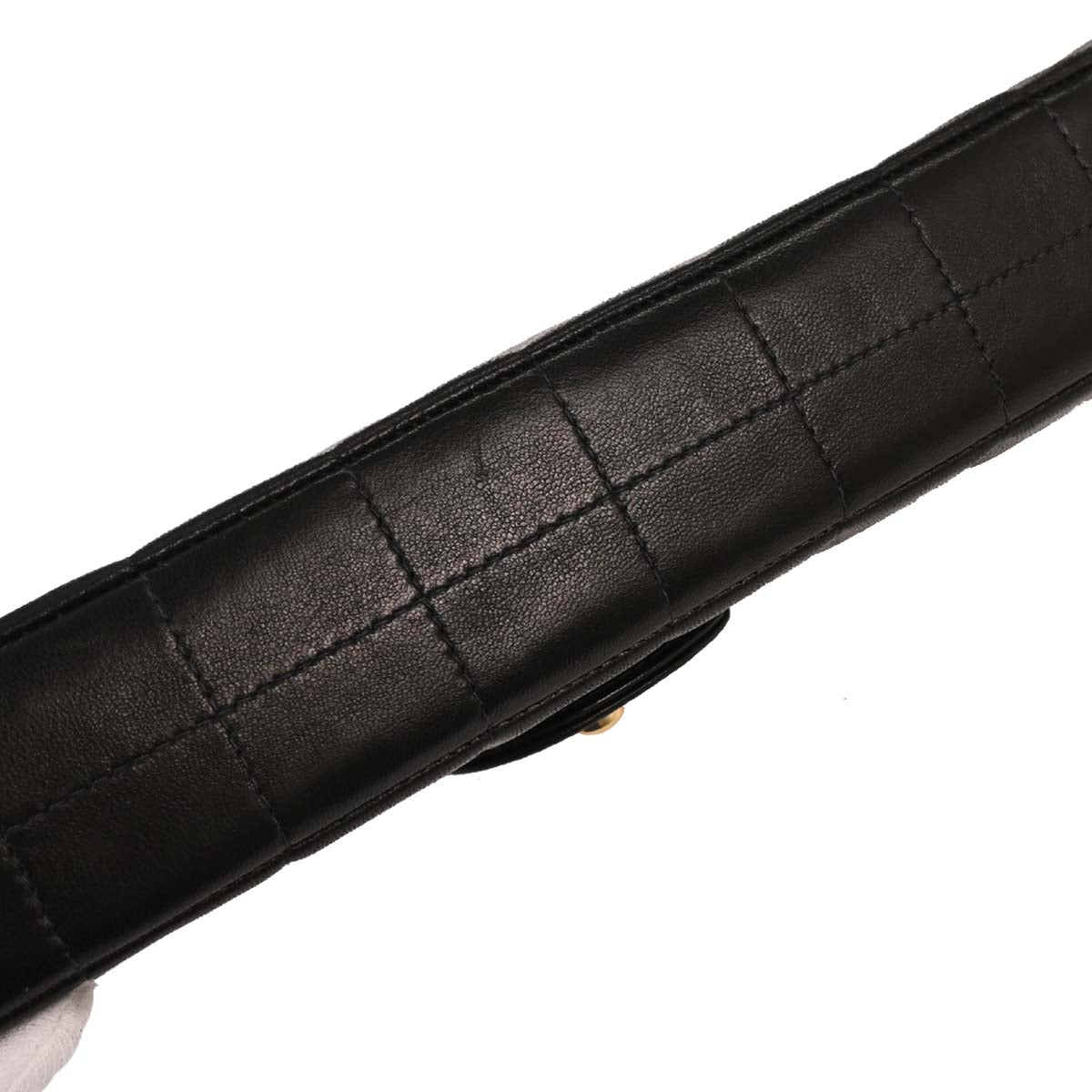 Chanel 2005-2006 Black Lambskin East West Choco Bar Shoulder Bag