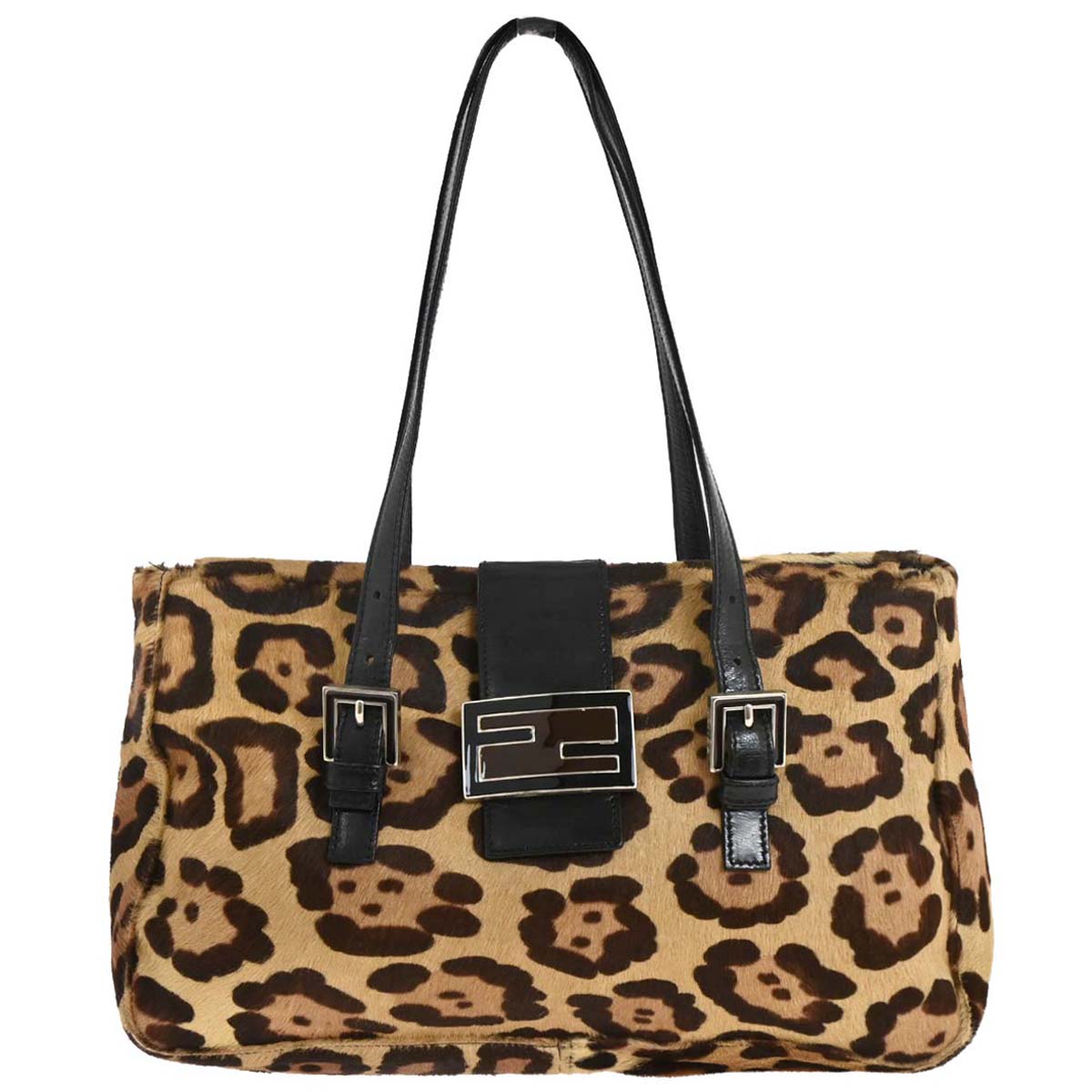 Fendi * Brown Pony Hair Leopard Tote Handbag
