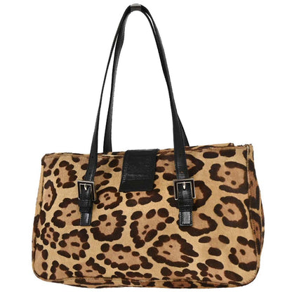 Fendi * Brown Pony Hair Leopard Tote Handbag