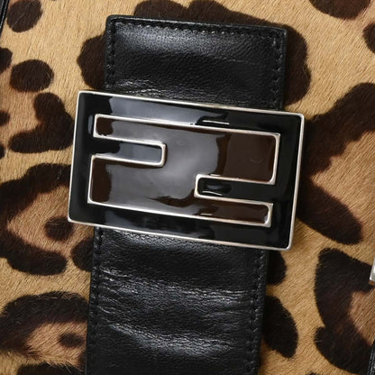Fendi * Brown Pony Hair Leopard Tote Handbag