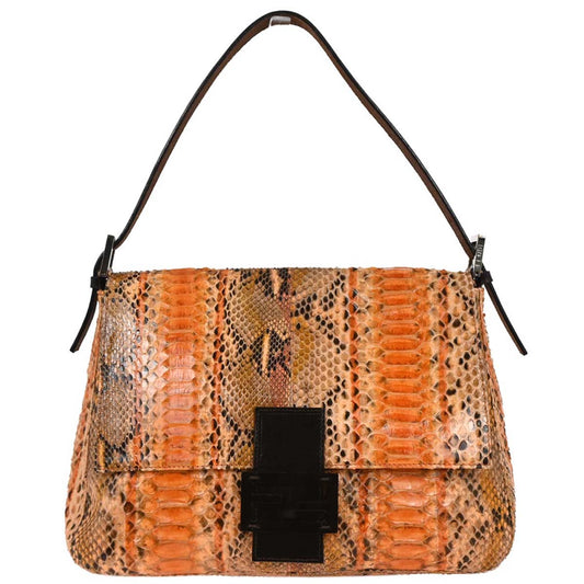 Fendi * Orange Python Mamma Baguette Handbag