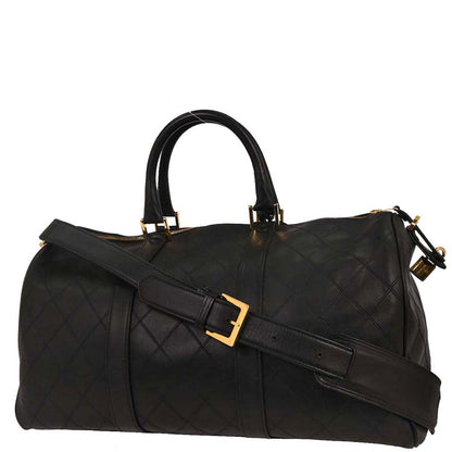 Chanel Black Lambskin Bicolore 2way Shoulder Duffle Bag