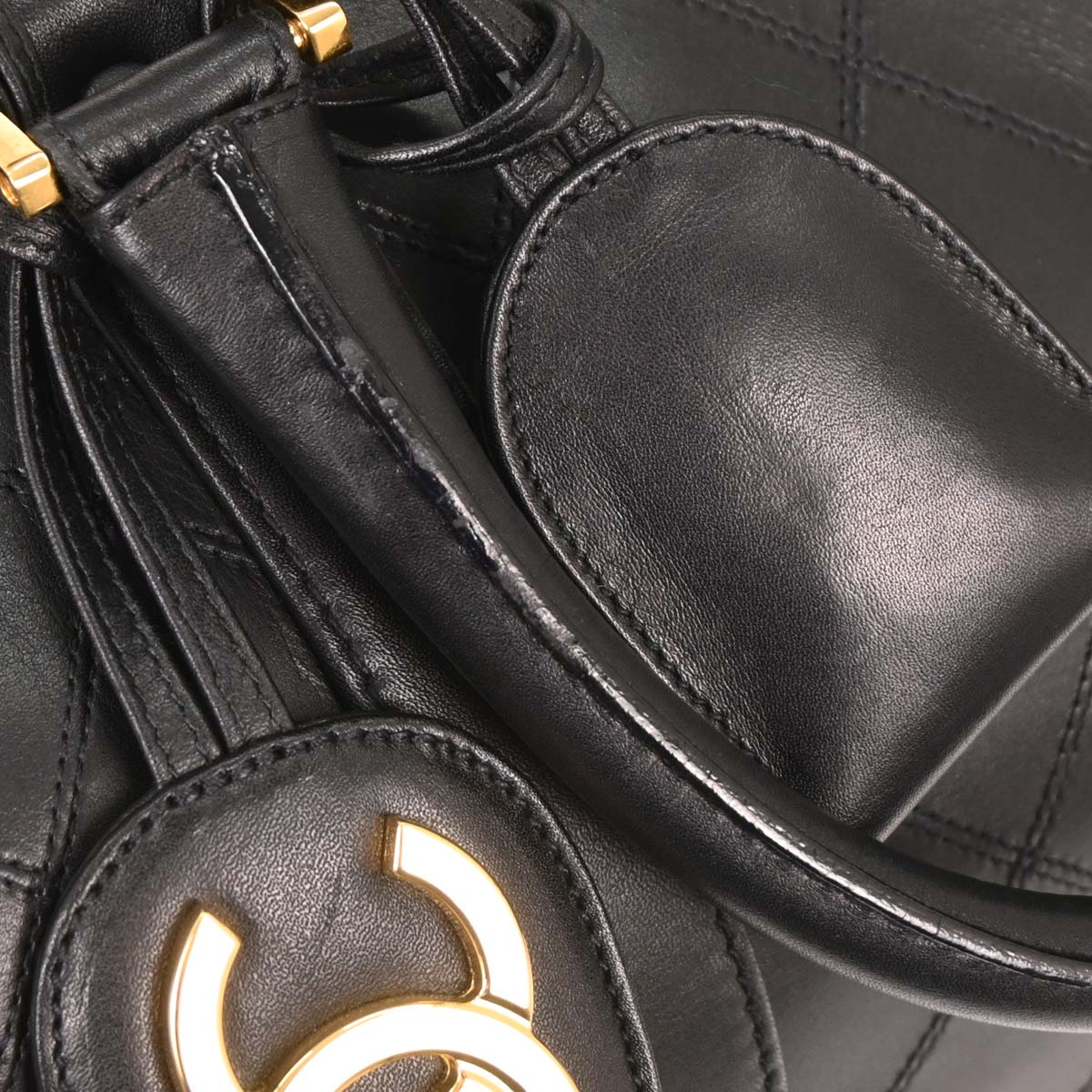 Chanel Black Lambskin Bicolore 2way Shoulder Duffle Bag