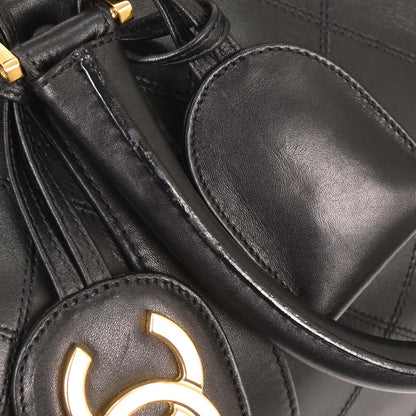 Chanel Black Lambskin Bicolore 2way Shoulder Duffle Bag