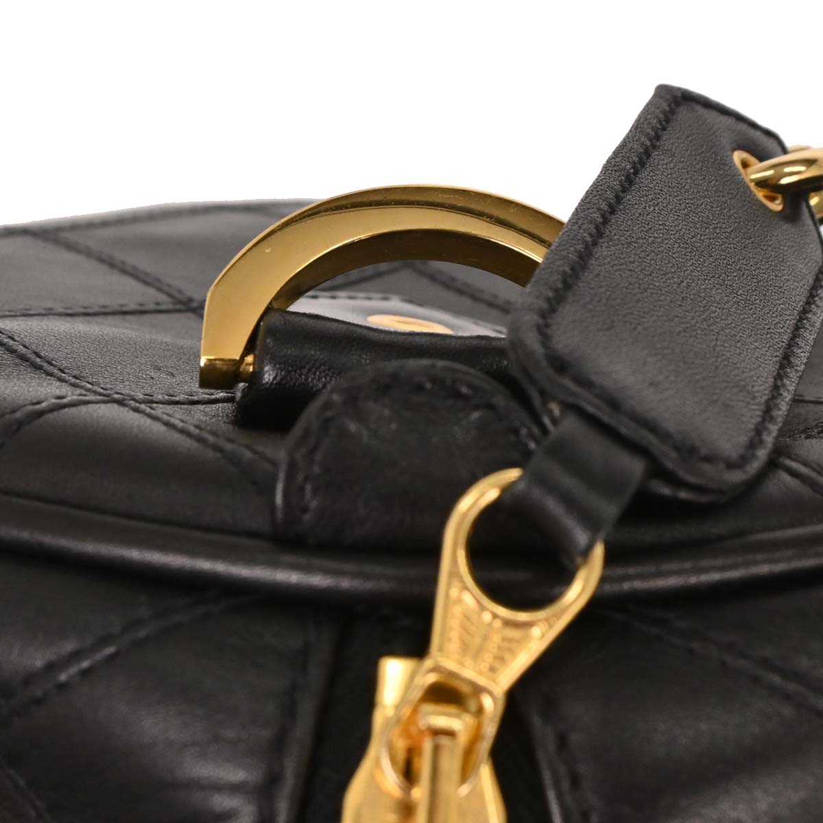 Chanel Black Lambskin Bicolore 2way Shoulder Duffle Bag