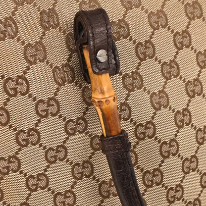 Gucci Brown Beige Bamboo GG Tote Bag