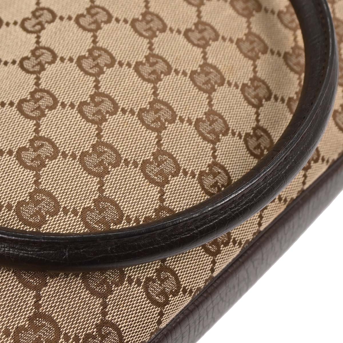 Gucci Brown Beige Bamboo GG Tote Bag
